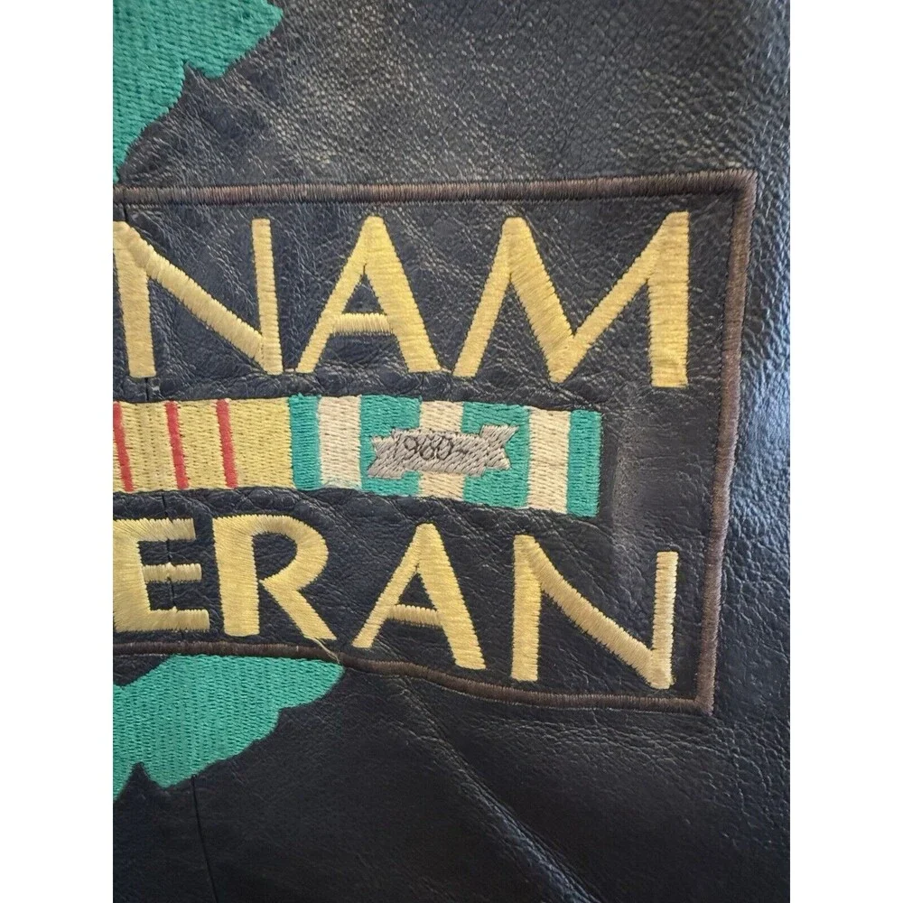 Vietnam Veteran Leather Vest Adult Medium Armed Forces Military